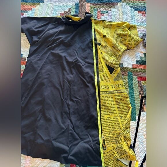 Graphic Button Up Newsprint Shirt Dress - Picture 6 of 6